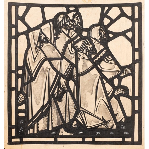 778 - Circle of Francis Spear (British, 1902-1979) Four preparatory cartoons for stained glass panels; Chr... 