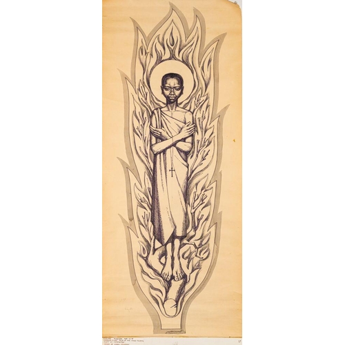 783 - East African School (20th century) Ten scrolls depicting the Martyrs of Uganda each inscribed felt-t... 