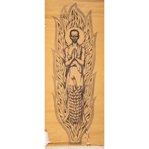 783 - East African School (20th century) Ten scrolls depicting the Martyrs of Uganda each inscribed felt-t... 