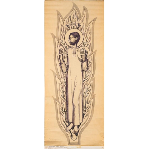 783 - East African School (20th century) Ten scrolls depicting the Martyrs of Uganda each inscribed felt-t... 