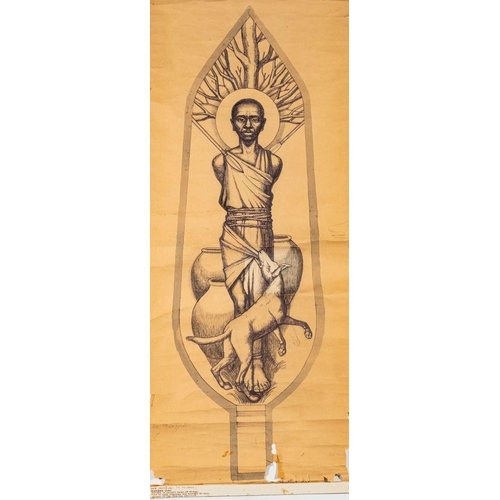 783 - East African School (20th century) Ten scrolls depicting the Martyrs of Uganda each inscribed felt-t... 