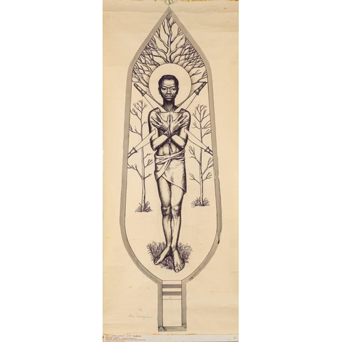 783 - East African School (20th century) Ten scrolls depicting the Martyrs of Uganda each inscribed felt-t... 