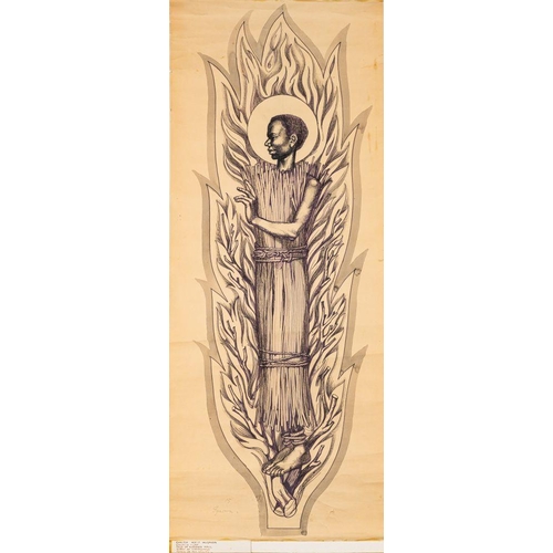 783 - East African School (20th century) Ten scrolls depicting the Martyrs of Uganda each inscribed felt-t... 