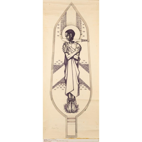 783 - East African School (20th century) Ten scrolls depicting the Martyrs of Uganda each inscribed felt-t... 