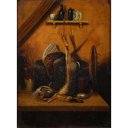 882 - Circle of Benjamin Blake (British, 1770-1830) Still lifes of game in a larder; a pair one indistinct... 