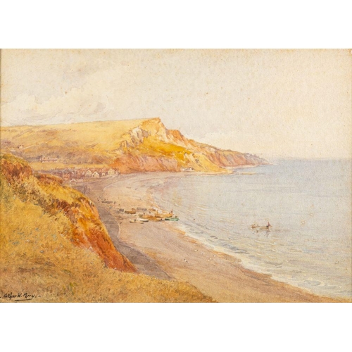 930 - Arthur W. Perry (fl. 19th century) Two coastal scenes, likely Devon one a bay with boats, the other ... 