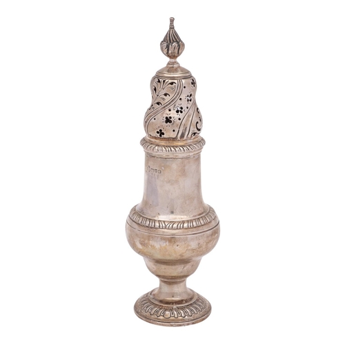 2197 - An Edward VII silver sugar caster, maker Jay, Richard Attenborough Co Ltd, Chester, 1906 of baluster... 