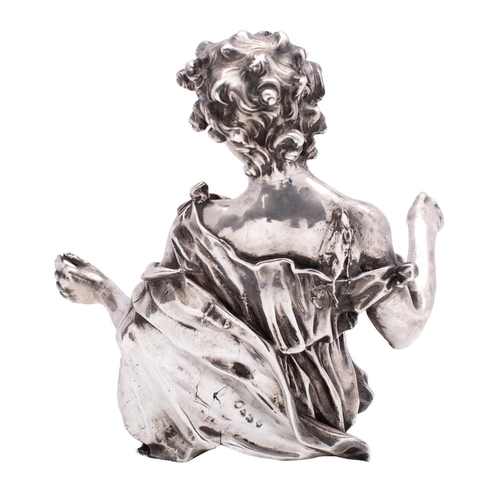 2271 - An important and rare mid 17th century Belgium cast silver half-length model of an archangel, in the... 