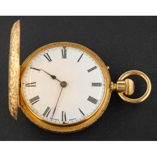 2300 - A late 19th century, Lecomte Geneve, keyless, half hunter pocket watch, the Swiss cylinder movement ... 