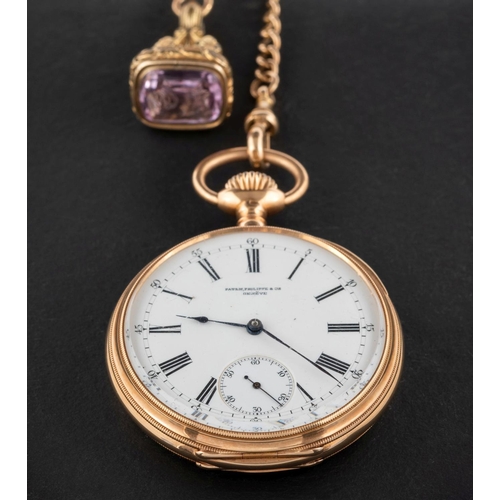 2305 - Patek Philippe & Co, Geneve, an open-faced gold pocket watch,  the movement having a lever escapemen... 