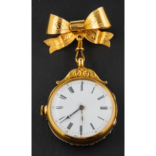 2311 - !  Baugrand, France, a mid 19th century fob watch, with cylinder escapement movement with plain bala... 