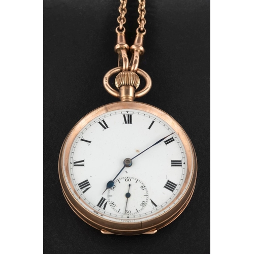 2314 - A 9ct gold open-faced pocket watch, the movement having a lever escapement and marked 413149, 7 Jewe... 