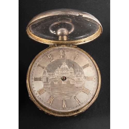 2315 - A Georgian silver-plated repeating pocket watch, the chain-fusee movement having a verge escapement ... 