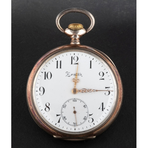 2317 - Zenith, an open-faced silver pocket watch, the movement having a lever escapement with overcoil Breg... 