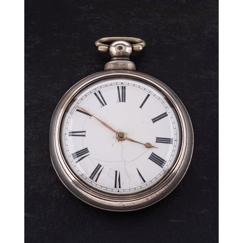 2325 - A silver pair-cased key-wound pocket watch the full-plate single-fusee movement having a pierced and... 