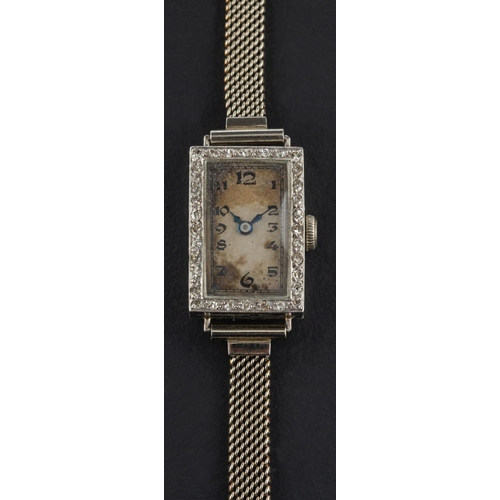 2367 - A dress wristwatch, with 16 jewel movement, the rectangular dial with Arabic numerals and blued, spa... 