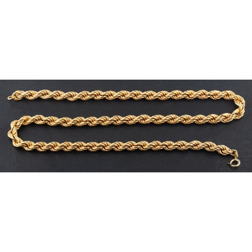 2415 - A French rope twist link necklace, stamped '375', length ca. 50cm, total weight ca. 26gms.