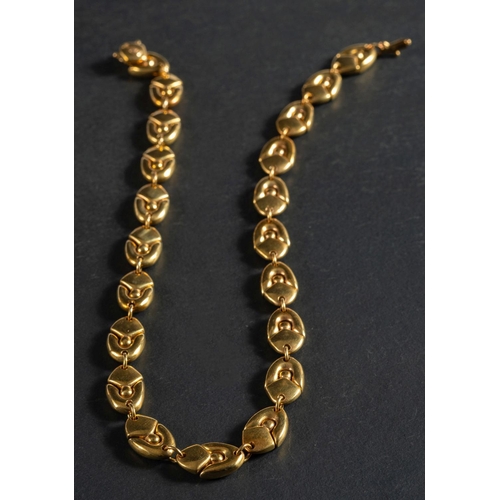 2454 - A 1970's, 18ct gold, fancy-link necklace, with import marks for London, 1976, total length ca. 39.5c... 