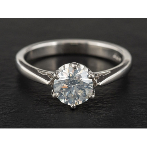 2972 - A platinum, round, brilliant-cut diamond, single-stone ring, accompanied by AGI certificate number 9... 