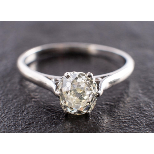 2973 - A cushion-cut diamond, single-stone ring, estimated diamond weight ca. 1.25ct, I-J colour, VS2-SI1 c... 