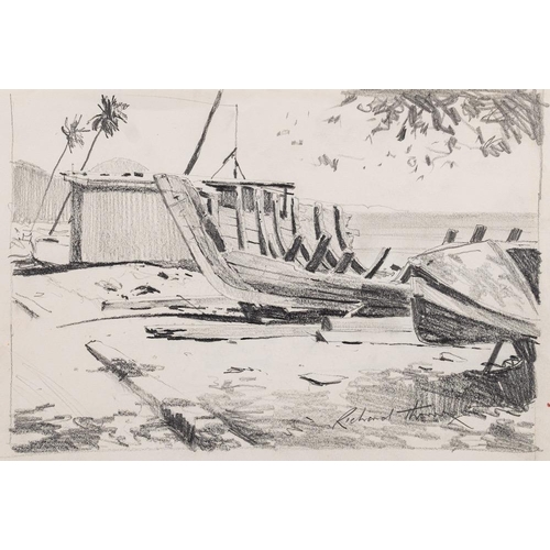 274 - * Richard Thorn [b.1952] Easy Afternoon, signed and inscribed pencil drawing, 30 x 42cm, unframed, t... 