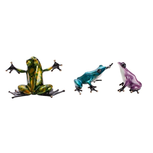 296 - Tim Cotterill (Frogman) , a collection of three enamelled bronze models of a frogs, a limited editio... 