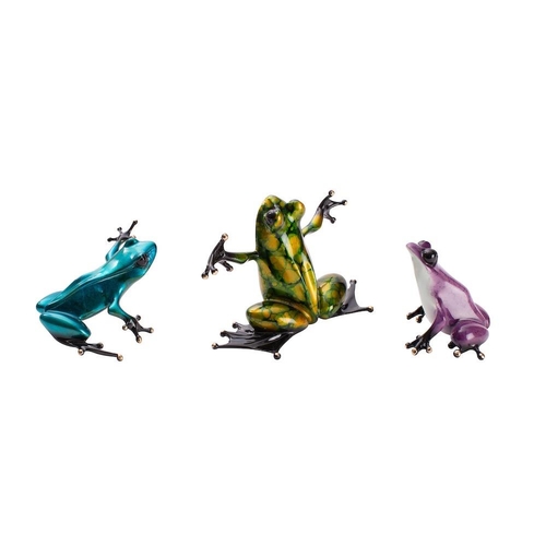 296 - Tim Cotterill (Frogman) , a collection of three enamelled bronze models of a frogs, a limited editio... 