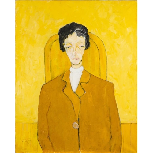 322 - * 'Buck' Taylor [1921-2011] Football Fan; Woman in Yellow, two, both signed and  further signed, ins... 