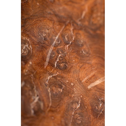 341 - A burr walnut polished bowl of oval outline, 49cm wide.