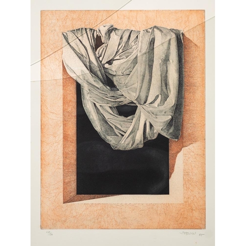 363 - Seguin [Contemporary School] Draped linens; a tripytych, 1985 signed, dated and edition numbered in ... 