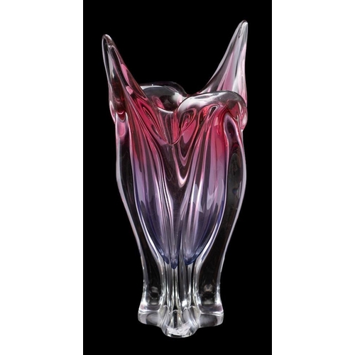 A Chribska 'sommerso' cats ear glass vase and a Murano centre piece ...