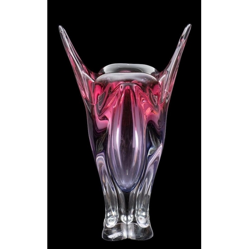 368 - A Chribska 'sommerso' cats ear glass vase and a Murano centre piece, the former after a design by Jo... 