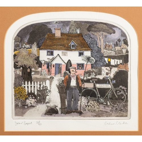 76 - * Graham Clarke [b.1941]- Your Expert; Old Vic,:- coloured etchings each signed, inscribed and numbe... 