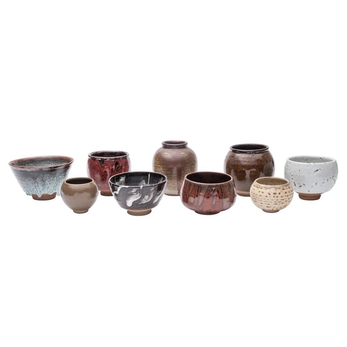 86 - *Brian Paul Bearne [1937-2000] seven stoneware bowls and two vases, the former of circular form toge... 