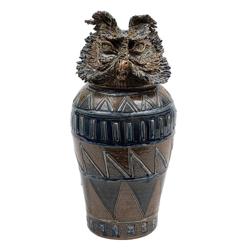 101 - *Jennie Hale [Contemporary] a salt glazed anthropomorphic stoneware jar, with geometric decoration, ... 