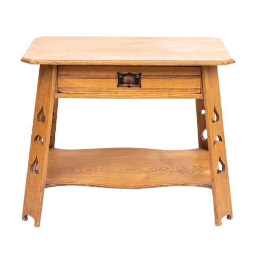 104 - An oak side table in Arts and Crafts style, circa 1900, the rectangular top with canted corners and ... 