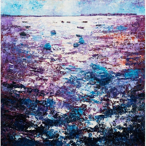 120 - *Stephen Bishop [British, contemporary] Bay of Lights inscribed verso oil on canvas 60 x 59cm togeth... 