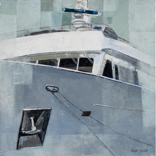 130 - *Angie Wilson [South African, contemporary school] Yachts; a pair oil on canvas each 29.5cm square (... 