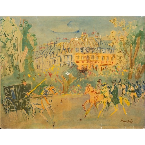 15 - Manner of Jean Dufy [1888-1964] Tavern scene oil on board the reverse with lithograph after Jean Duf... 