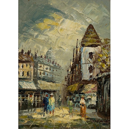 176 - French School [20th century] Parisian Street Scenes; a pair oil on canvas each 58 x 28cm; together w... 