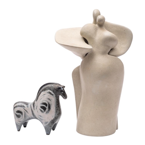 197 - *Peter Wright [1919-2003] Lovers, a pair of interlocking porcelain figures of abstract form under iv... 