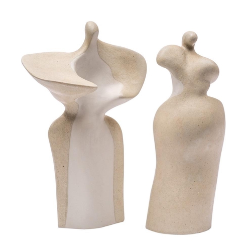 197 - *Peter Wright [1919-2003] Lovers, a pair of interlocking porcelain figures of abstract form under iv... 