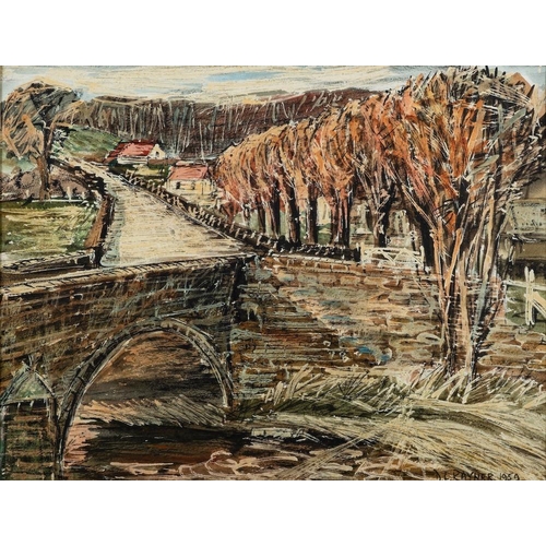 218 - * Donald L. Rayner [1907-1977] Bridge of Strines, signed and dated 1959 mixed media, 32 x 42cm.