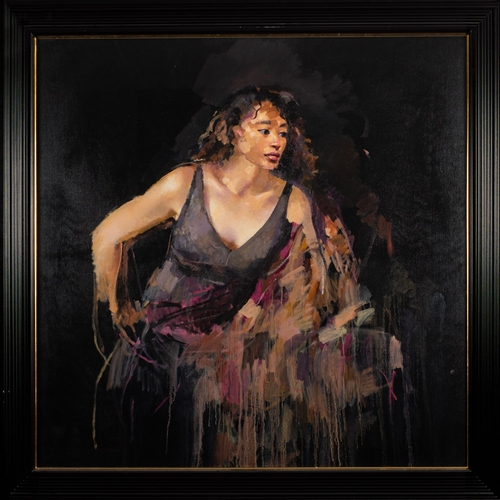 364 - *Robert Lenkiewicz [British, 1941-2002] Moi Wong in black dress oil on canvas 126 x 126 cm  Provenan... 