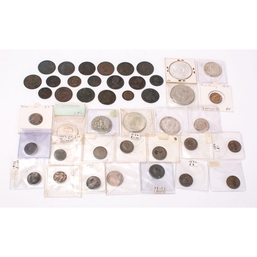 741 - A mixed group of coins including British copper,  a Gibraltar 1802 one quart, together with silver U... 