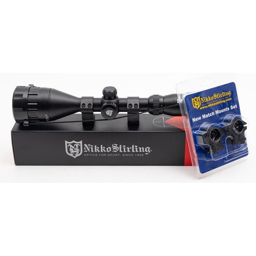 84 - A Nikko Sterling  3-9x50 AO IR MD Mountmaster Side IR scope in associated box , together with a set ... 