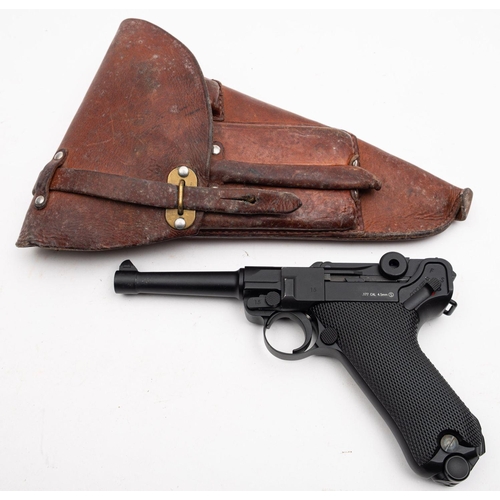 148 - A KWC P08 Luger .177 calibre BB CO2 air pistol serial number '41002793', black frame with black plas... 