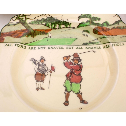 30 - A Royal Doulton Golfing seriesware bowl after Chas Crombie with silver plated rim. together with two... 