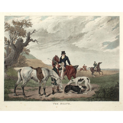 489 - Charles Turner (1773-1857) after Richard Jones (1767-1840) four hunting scenes with riders and hound... 