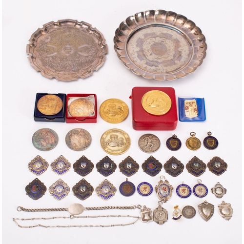 49 - A collection of twelve various silver and enamel sporting medals, together with further similar exam... 